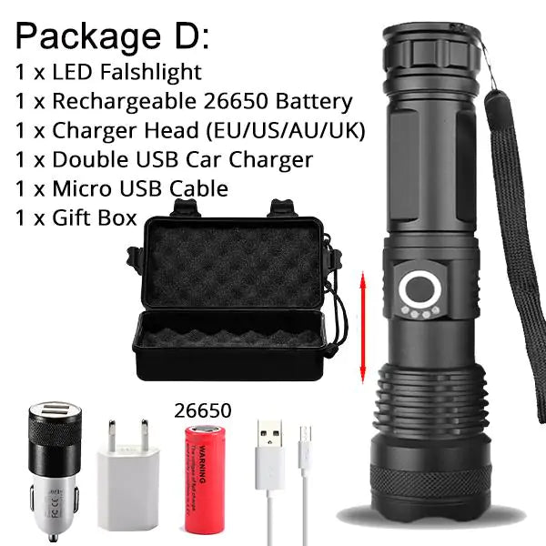 XHP50 and XHP70 up to 90,000 lumens LED Flashlight