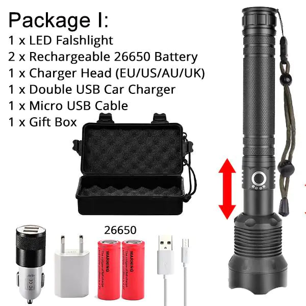 XHP50 and XHP70 up to 90,000 lumens LED Flashlight