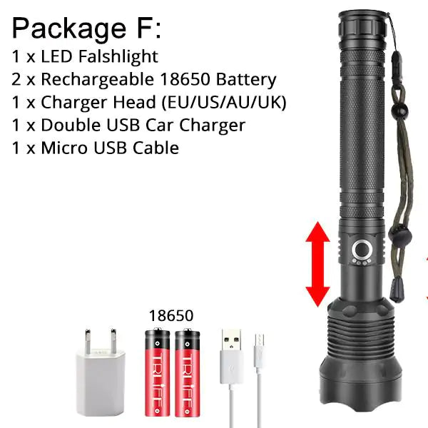XHP50 and XHP70 up to 90,000 lumens LED Flashlight