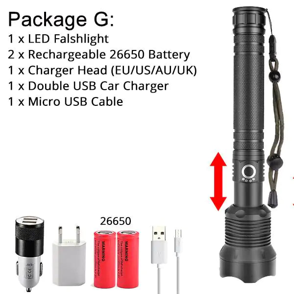 XHP50 and XHP70 up to 90,000 lumens LED Flashlight