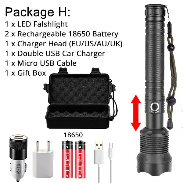 XHP50 and XHP70 up to 90,000 lumens LED Flashlight