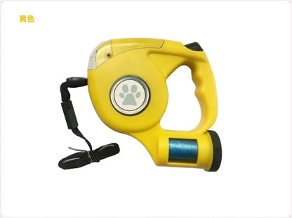Retractable Dog Leash with LED flashlight and Poop Bag Dispenser All-In-One